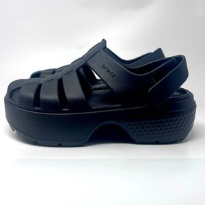 Preowned Unisex Crocs Black Stomp Fisherman Sandal M 9 W 11